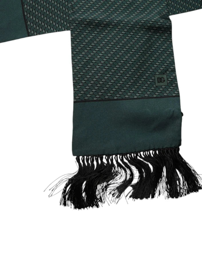 Dolce &amp; Gabbana Dark Green Fantasy Fringes Neck Wrap Scarf