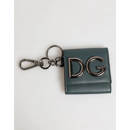 Dolce & Gabbana Dark Green Leather Coin Purse Keychain Wallet