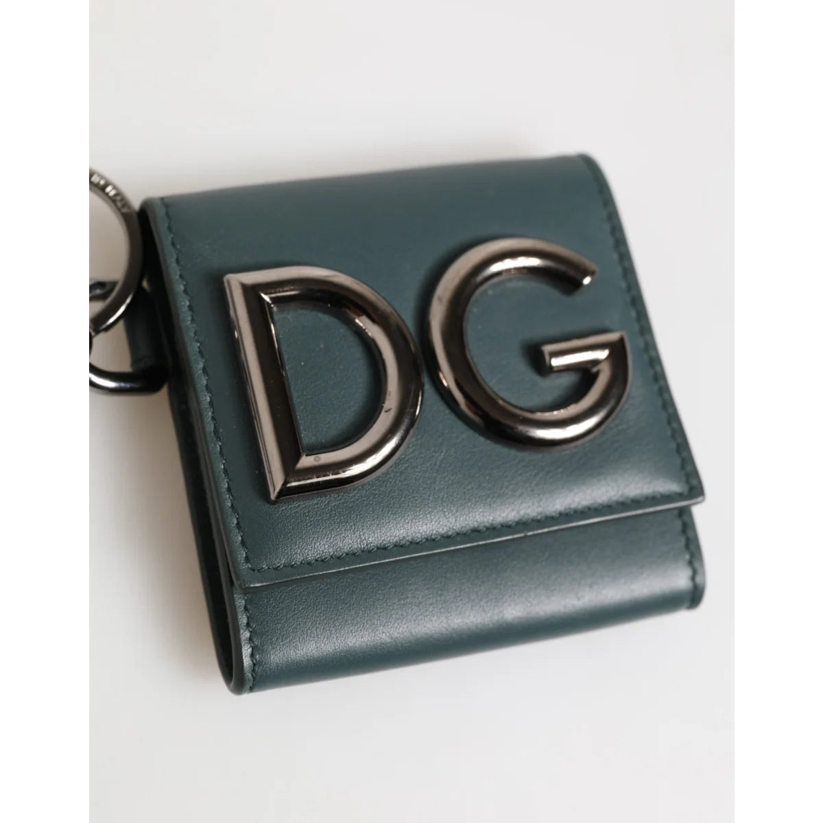 Dolce & Gabbana Dark Green Leather Coin Purse Keychain Wallet