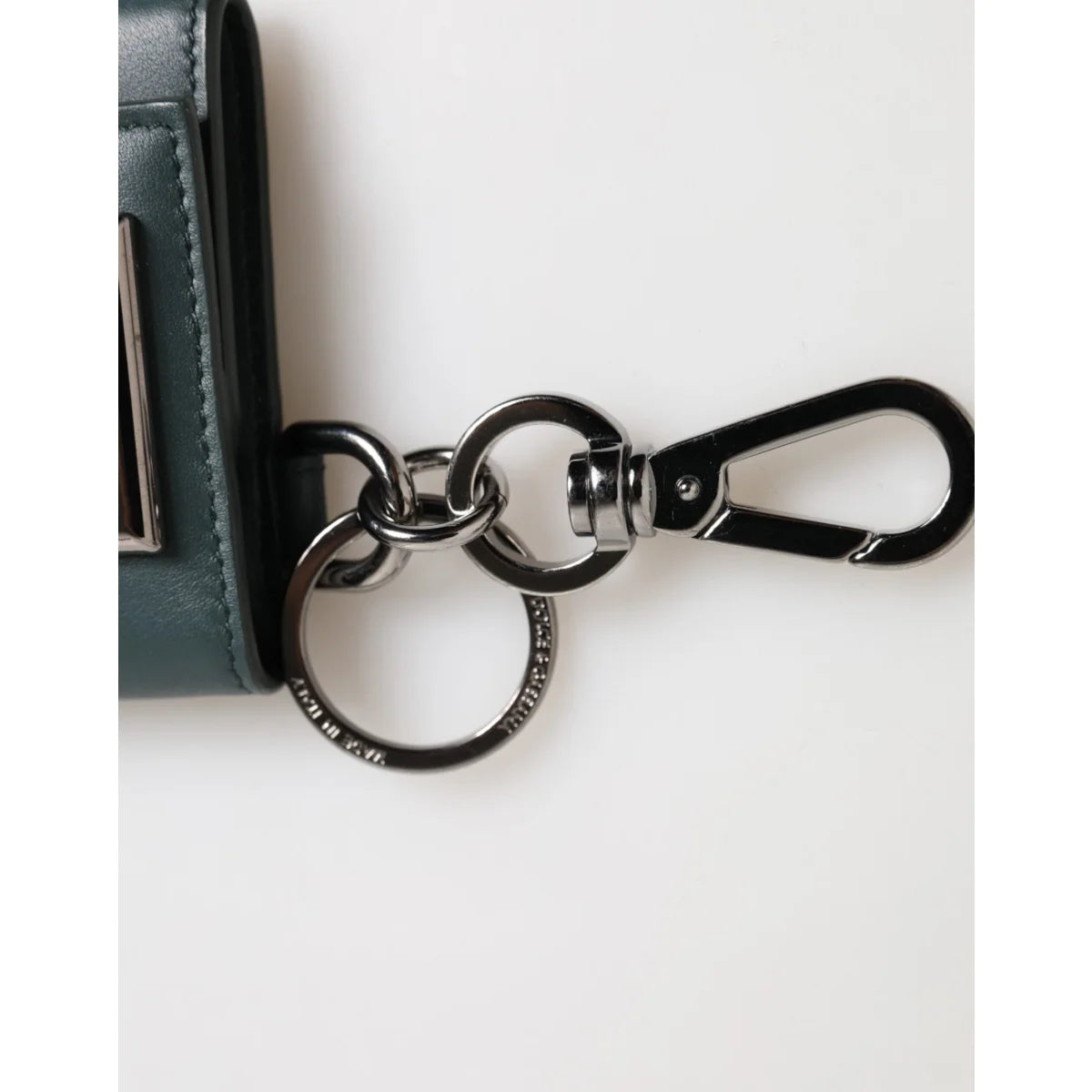 Dolce & Gabbana Dark Green Leather Coin Purse Keychain Wallet
