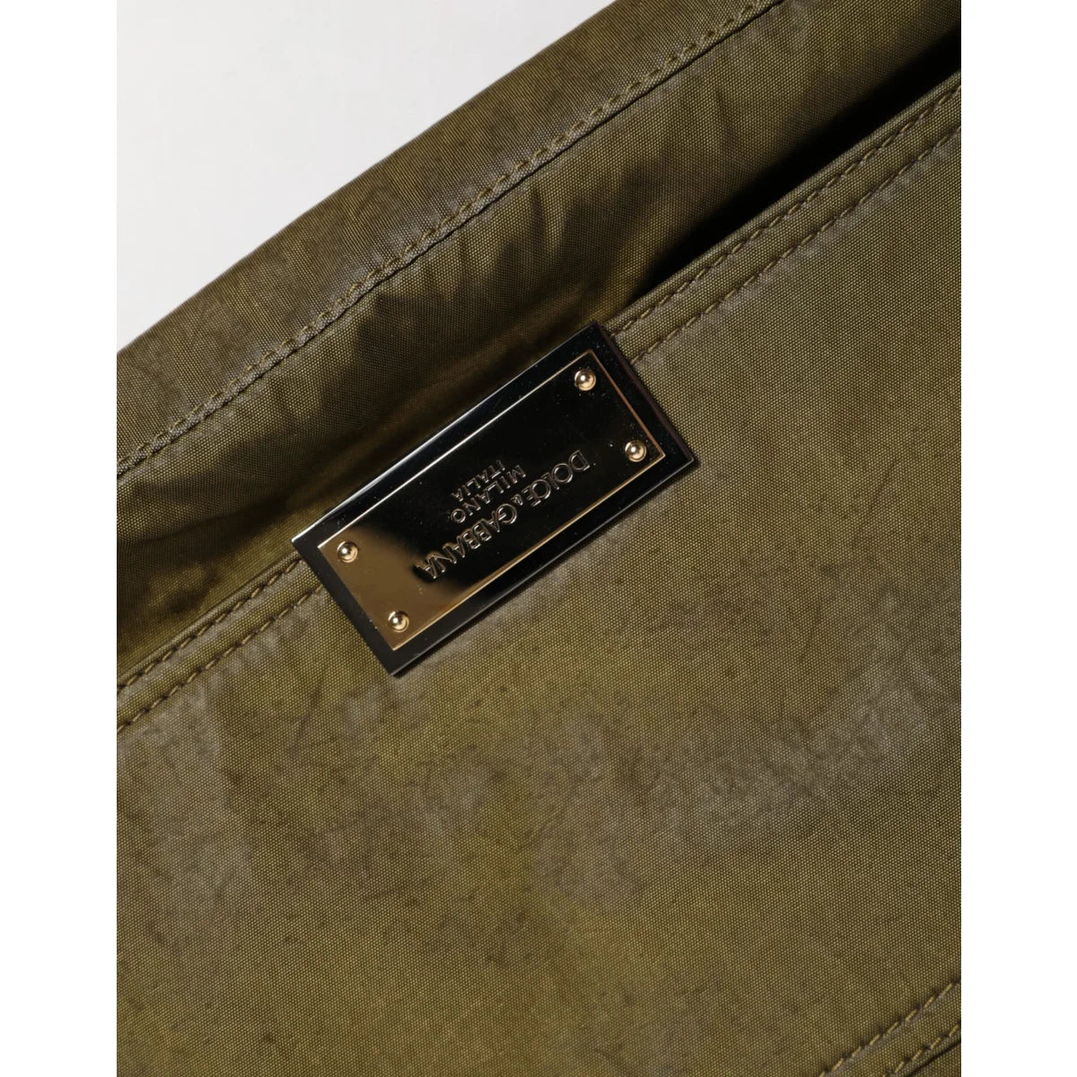 Dolce & Gabbana Dark Green Shoulder Bag with Logo Plaque