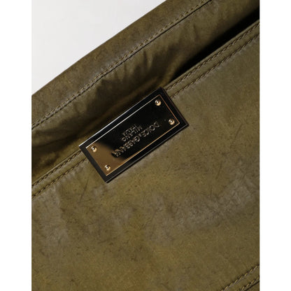 Dolce & Gabbana Dark Green Shoulder Bag with Logo Plaque