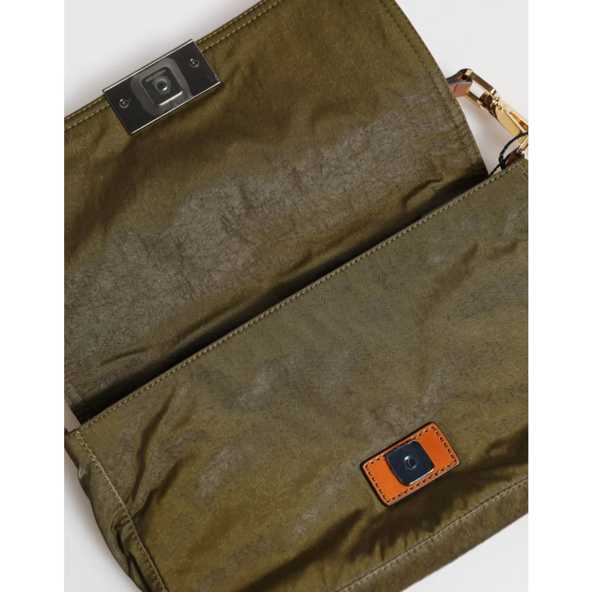 Dolce & Gabbana Dark Green Shoulder Bag with Logo Plaque