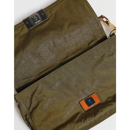 Dolce & Gabbana Dark Green Shoulder Bag with Logo Plaque