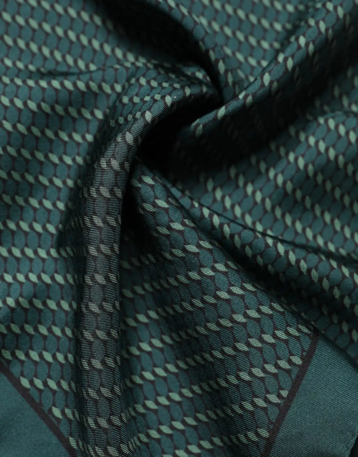 Dolce &amp; Gabbana Dark Green Silk Patterned Handkerchief 32cm x 31cm Scarf