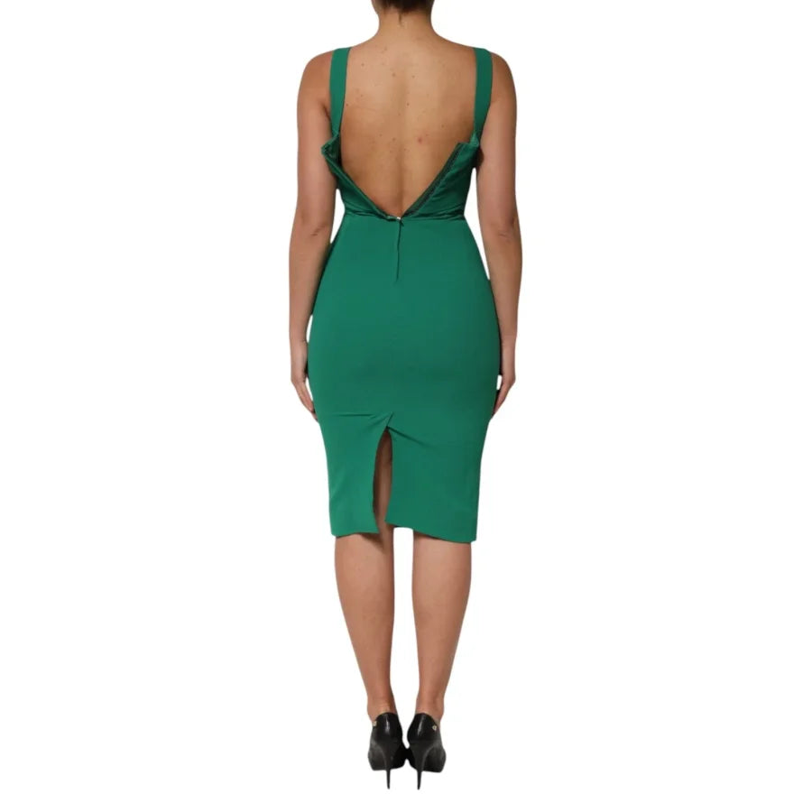 Dolce &amp; Gabbana Dark Green Sleeveless Rayon Bodycon Dress