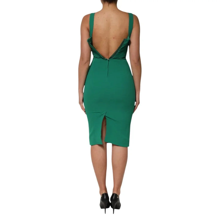 Dolce &amp; Gabbana Dark Green Sleeveless Rayon Bodycon Dress