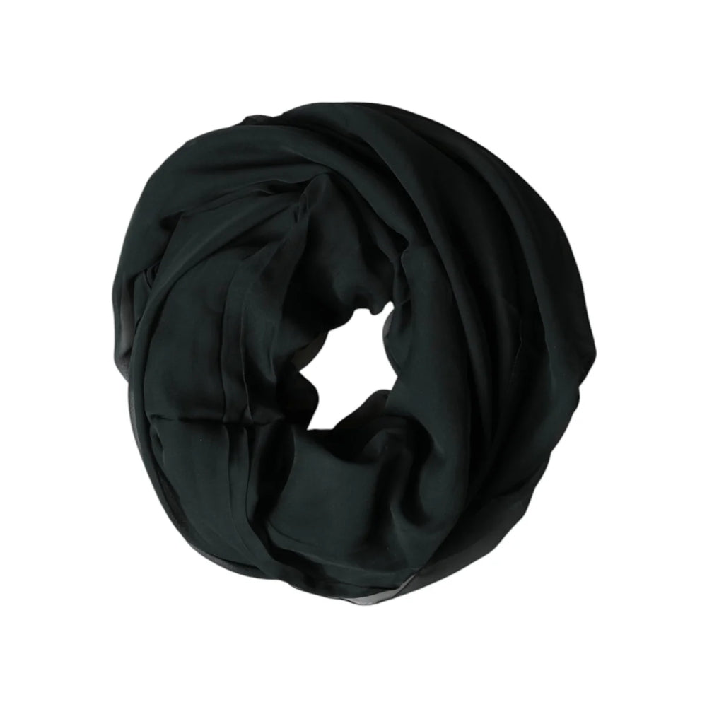 Dolce & Gabbana Dark Green Stole Silk Neck Wrap Shawl Scarf