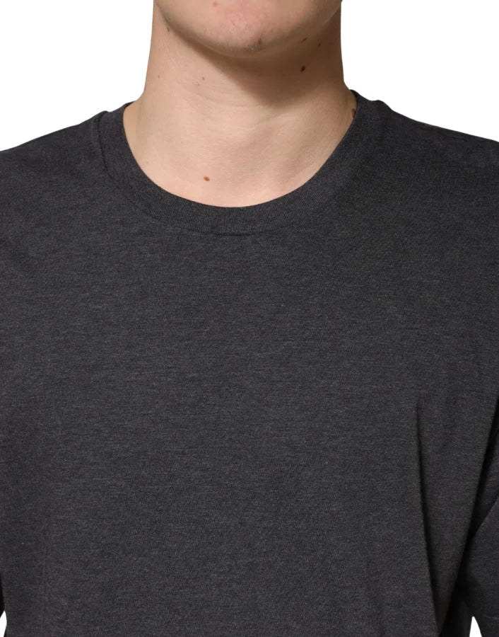 Dolce &amp; Gabbana Dark Grey Cotton Crewneck Short Sleeve