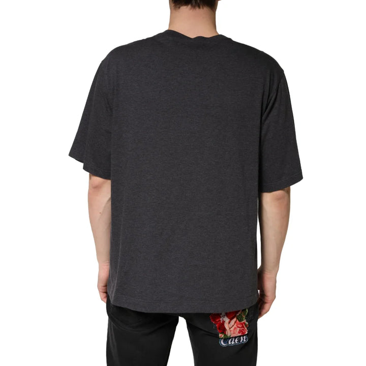 Dolce &amp; Gabbana Dark Grey Cotton Crewneck Short Sleeve
