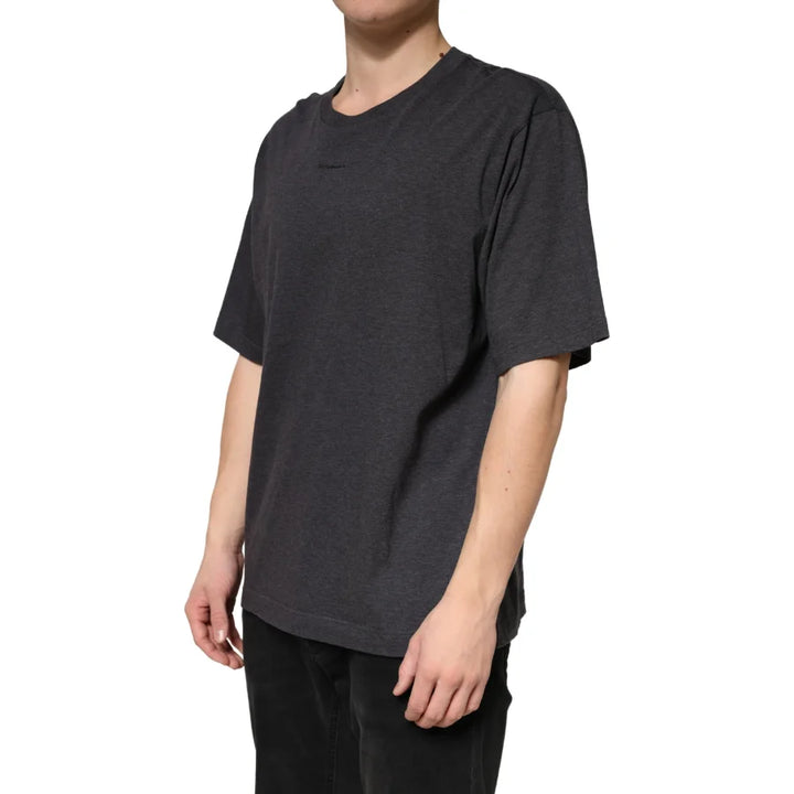 Dolce &amp; Gabbana Dark Grey Cotton Crewneck Short Sleeve