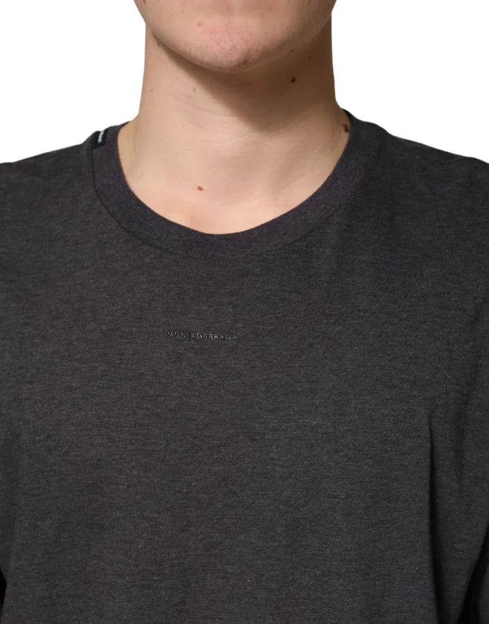 Dolce &amp; Gabbana Dark Grey Cotton Crewneck Short Sleeve