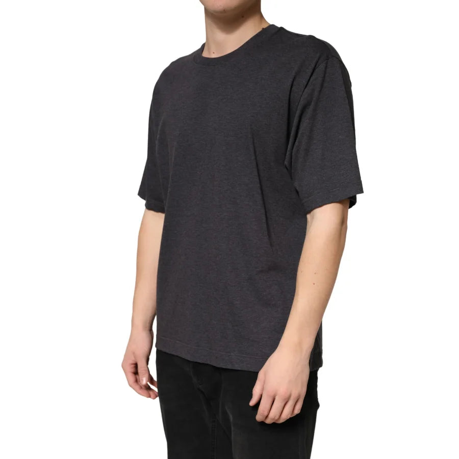 Dolce &amp; Gabbana Dark Grey Cotton Crewneck Short Sleeve