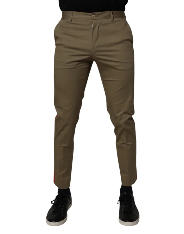 Dolce &amp; Gabbana Dark Khaki Cotton Tapered Pants