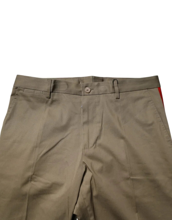 Dolce &amp; Gabbana Dark Khaki Cotton Tapered Pants
