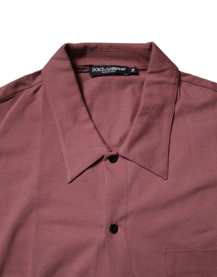 Dolce &amp; Gabbana Dark Pink Button Down Casual Polo Men Shirt
