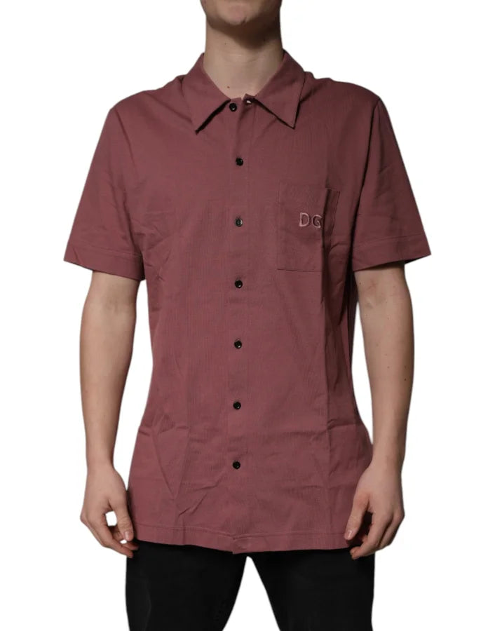Dolce &amp; Gabbana Dark Pink Button Down Casual Polo Men Shirt