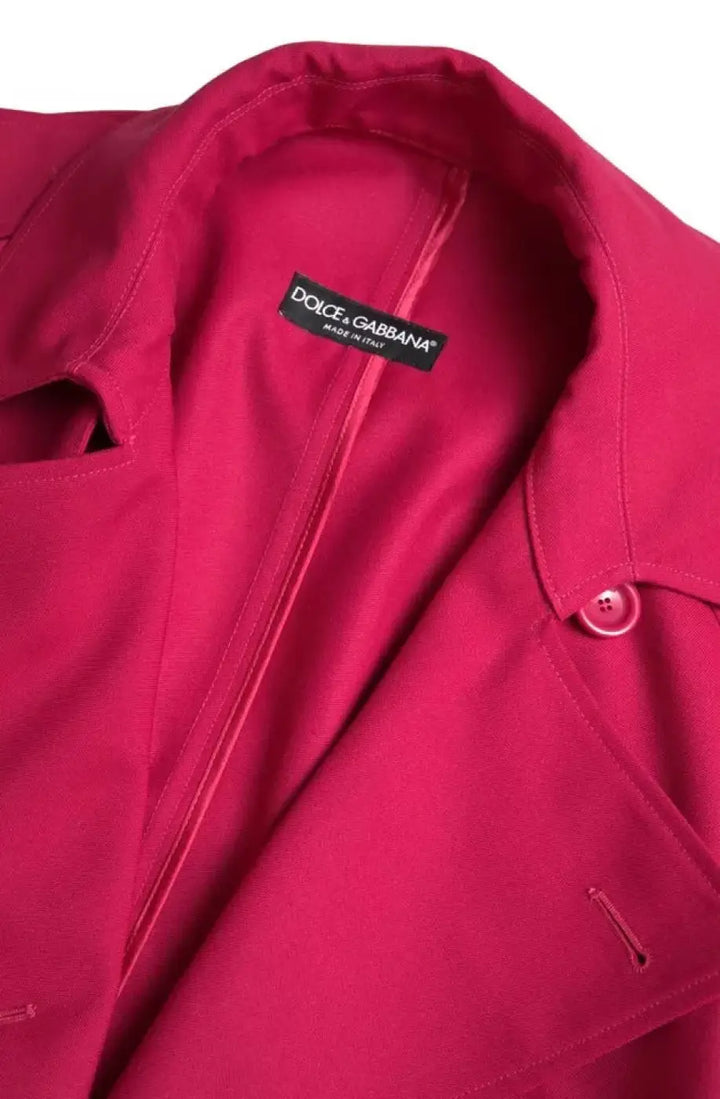 Dolce &amp; Gabbana Dark Pink Double Breasted Trench Coat Jacket