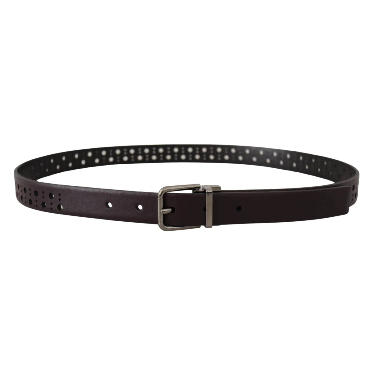 Dolce Gabbana Dark Purple Leather Belt With Metal Buckle &