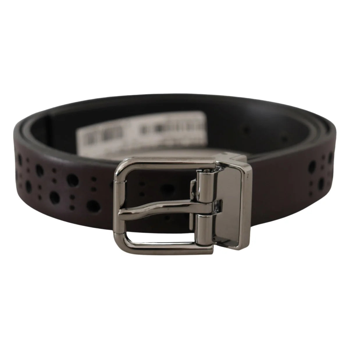 Dolce Gabbana Dark Purple Leather Belt With Metal Buckle &