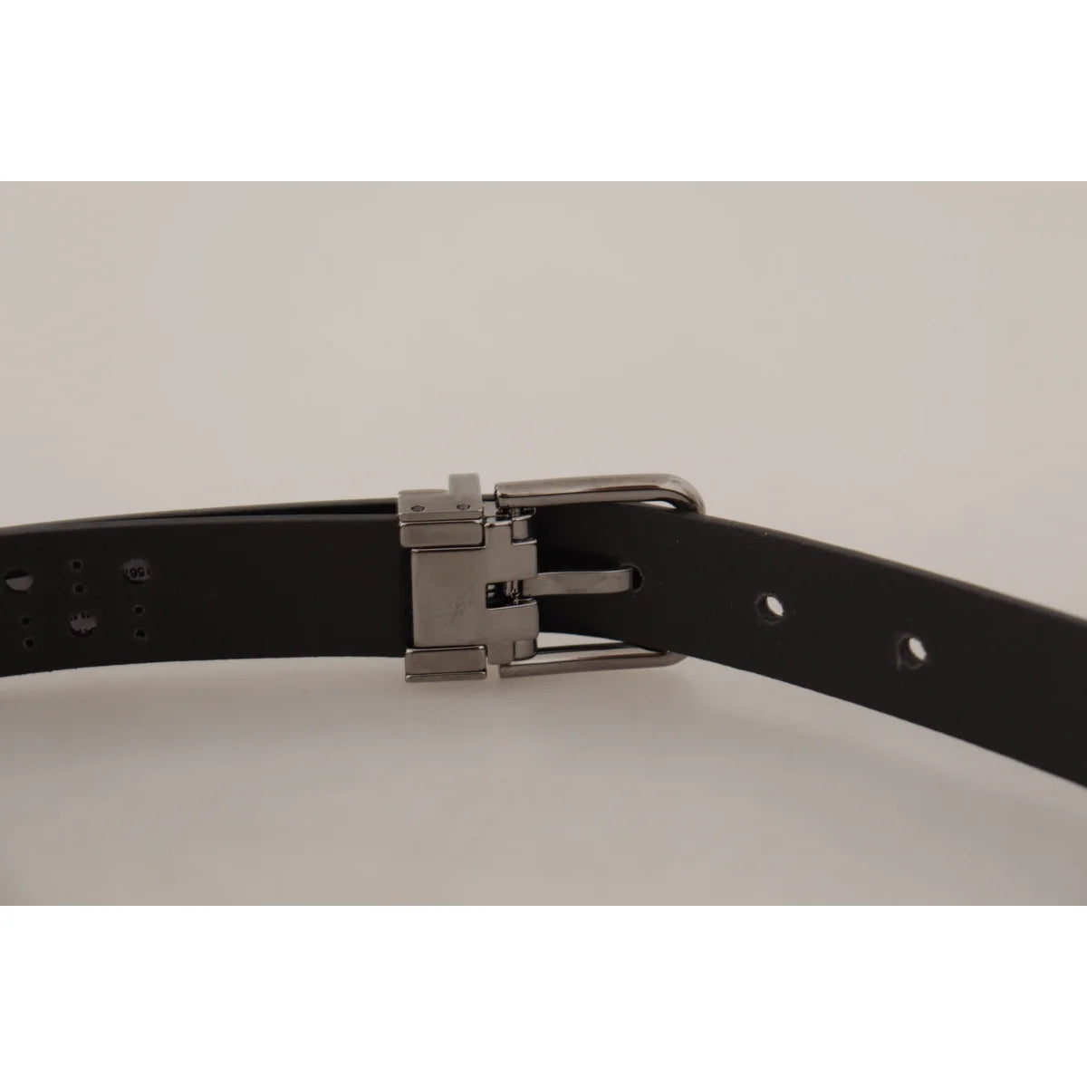 Dolce Gabbana Dark Purple Leather Belt With Metal Buckle &