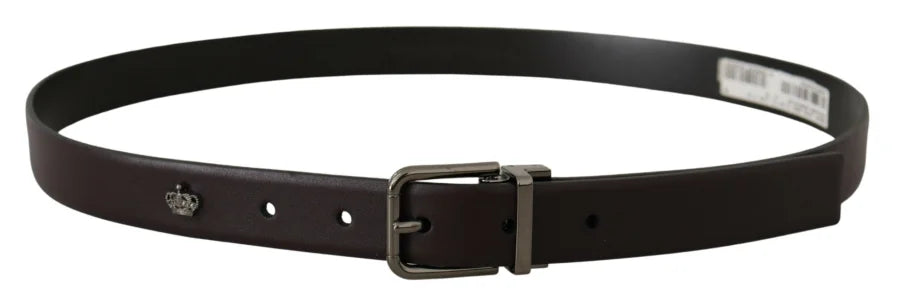 Dolce &amp; Gabbana Dark Purple Leather Box Borchia Metal Buckle Belt