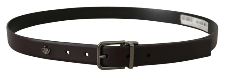 Dolce &amp; Gabbana Dark Purple Leather Box Borchia Metal Buckle Belt