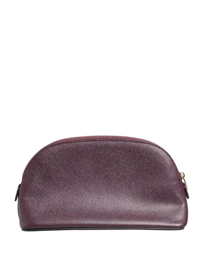 Dolce &amp; Gabbana Dark Purple Leather DG Logo Zip Around Hand Purse Wallet
