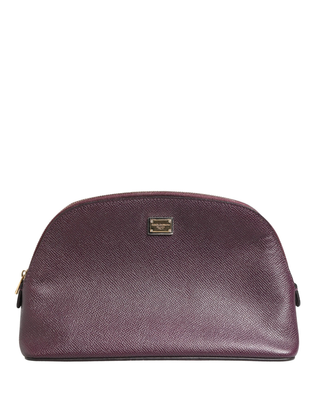Dolce &amp; Gabbana Dark Purple Leather Dg Logo Zip Around Hand Purse Wallet