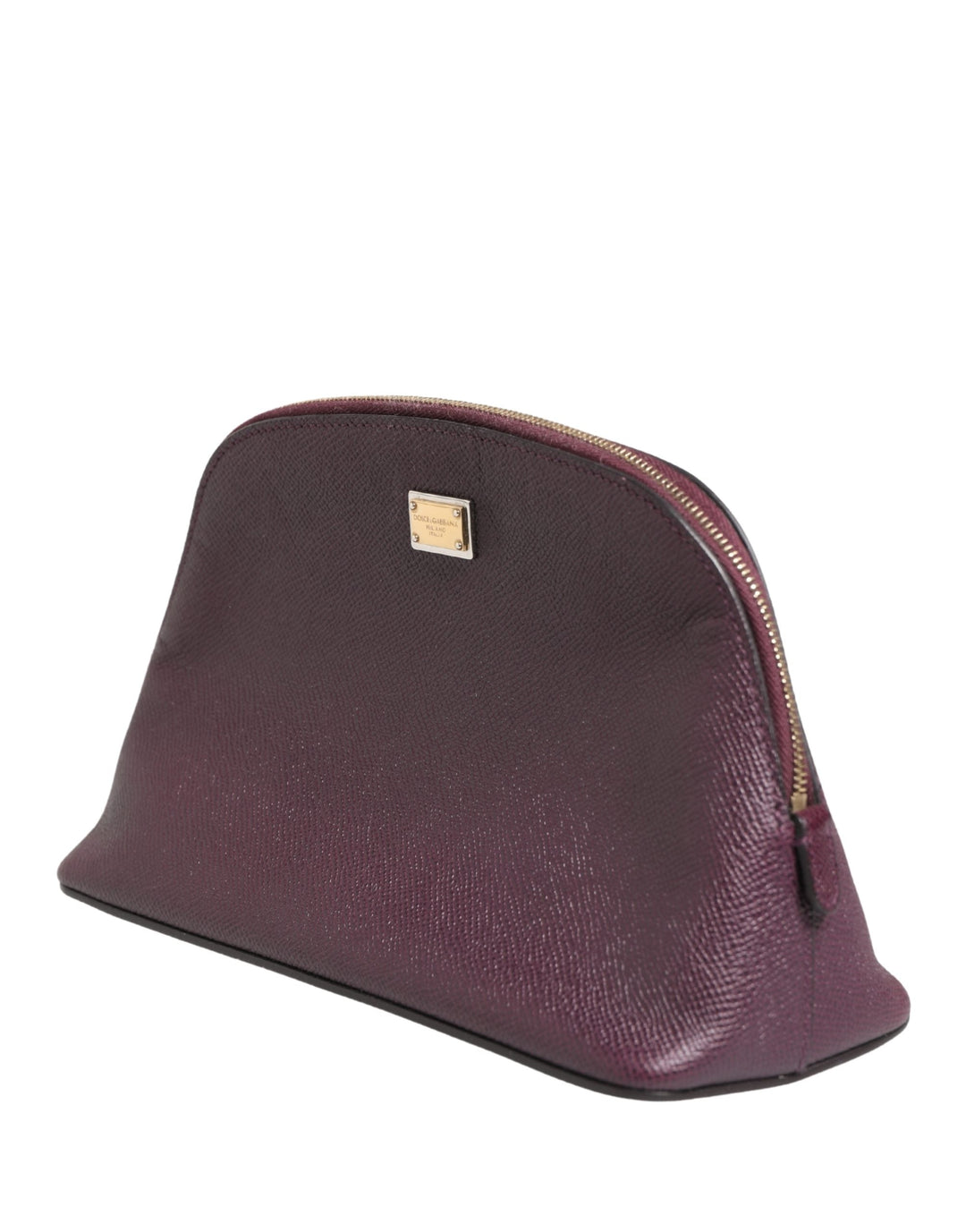 Dolce &amp; Gabbana Dark Purple Leather Dg Logo Zip Around Hand Purse Wallet