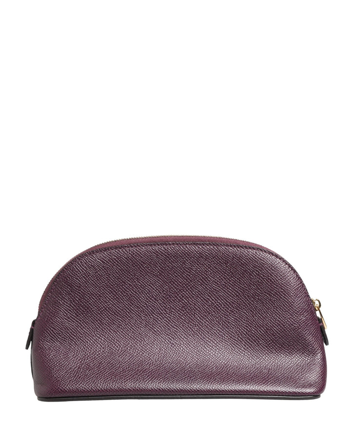 Dolce &amp; Gabbana Dark Purple Leather Dg Logo Zip Around Hand Purse Wallet