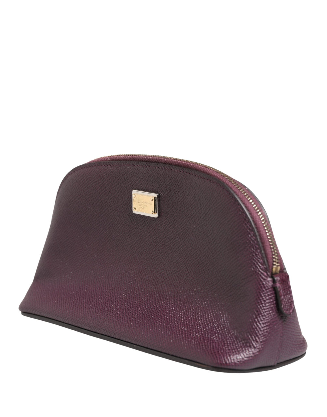 Dolce &amp; Gabbana Dark Purple Leather Dg Logo Zip Around Hand Purse Wallet