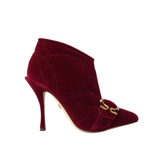 Dolce Gabbana Dark Red Leather Booties Sicilian Chic &