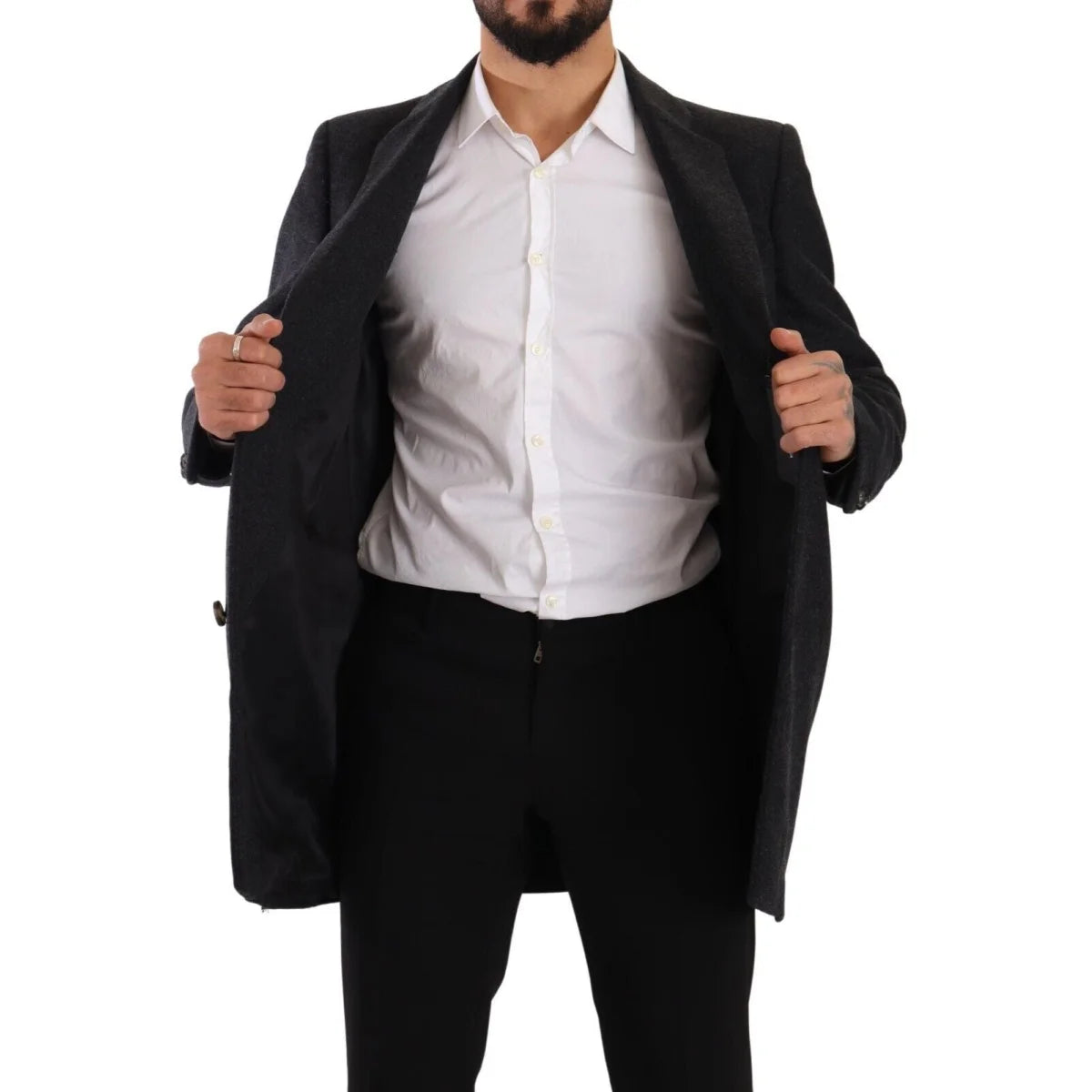 Dolce Gabbana Dark Virgin Wool Dress Coat Single Breasted &