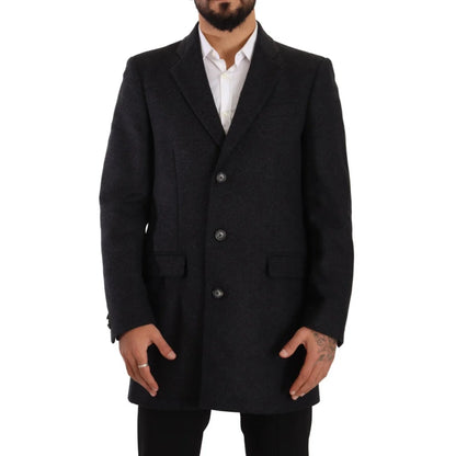 Dolce Gabbana Dark Virgin Wool Dress Coat Single Breasted &