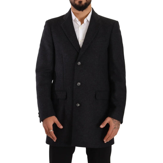 Dolce Gabbana Dark Virgin Wool Dress Coat Single Breasted &