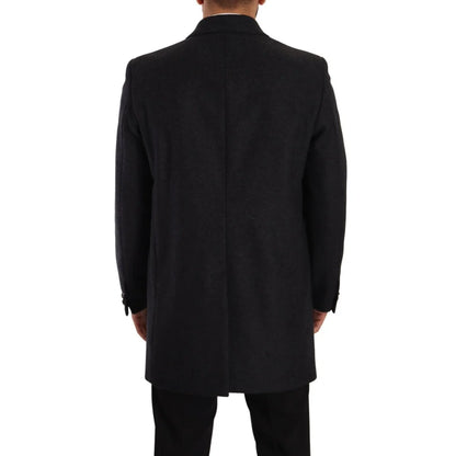 Dolce Gabbana Dark Virgin Wool Dress Coat Single Breasted &