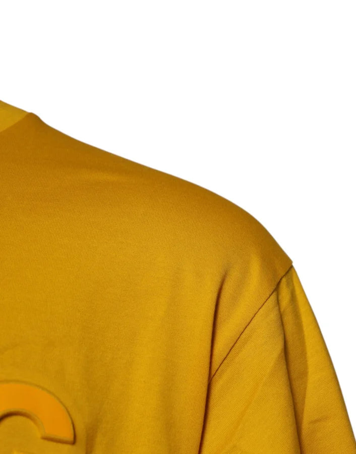Dolce &amp; Gabbana Dark Yellow Logo Cotton Men Crew Neck T-shirt