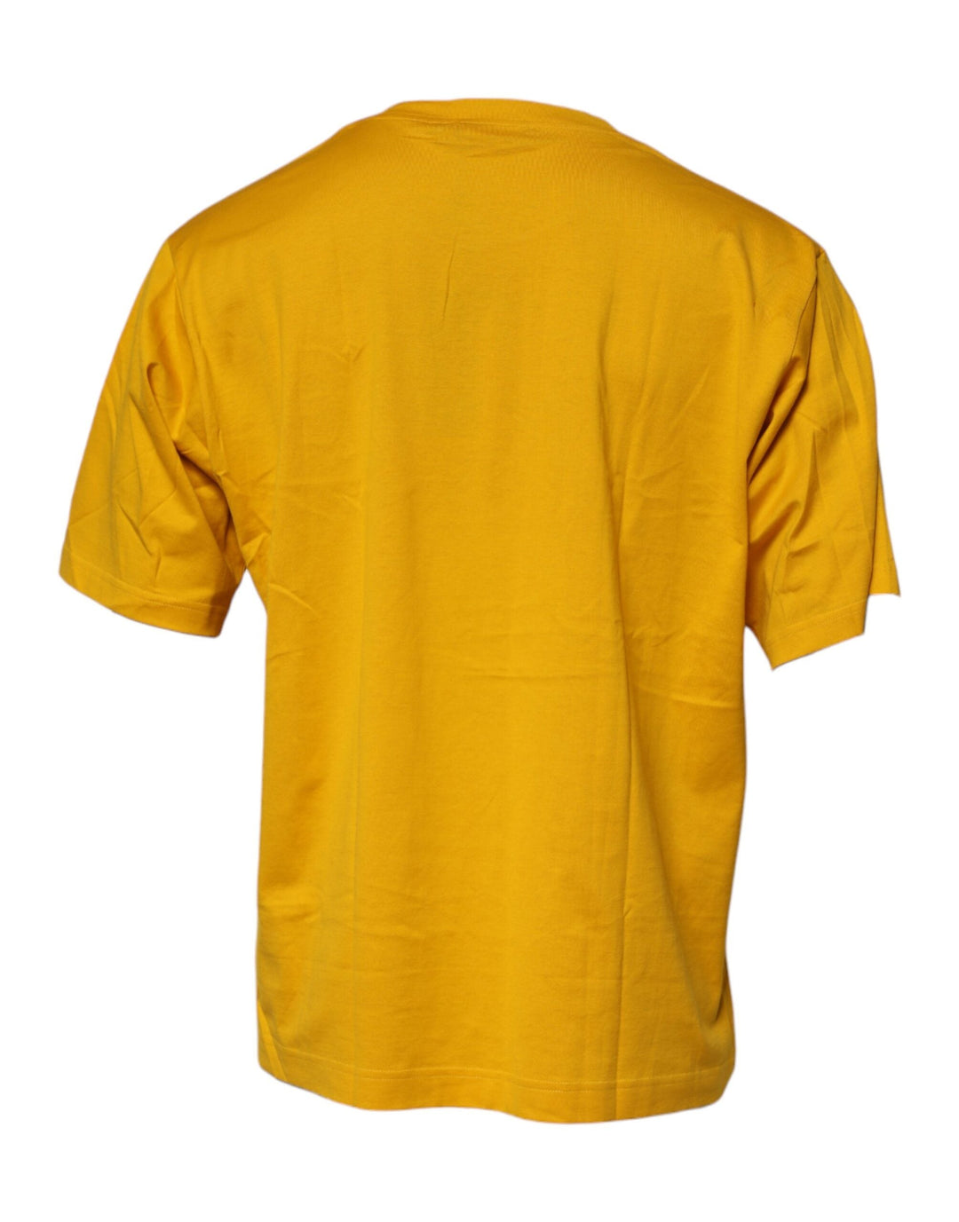 Dolce &amp; Gabbana Dark Yellow Logo Cotton Men Crew Neck T-shirt