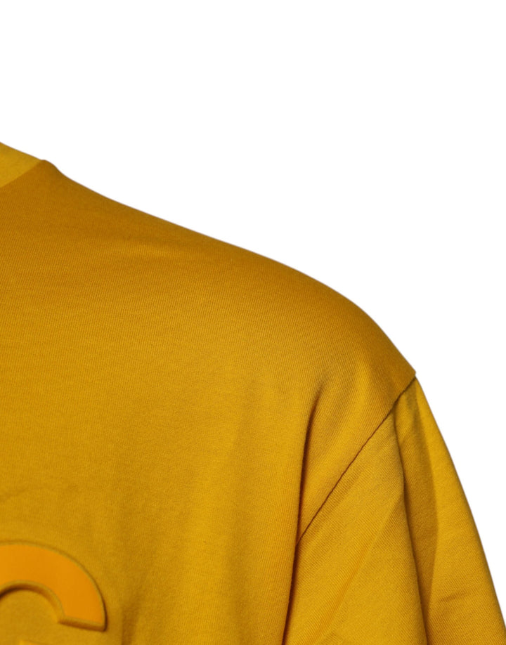 Dolce &amp; Gabbana Dark Yellow Logo Cotton Men Crew Neck T-shirt