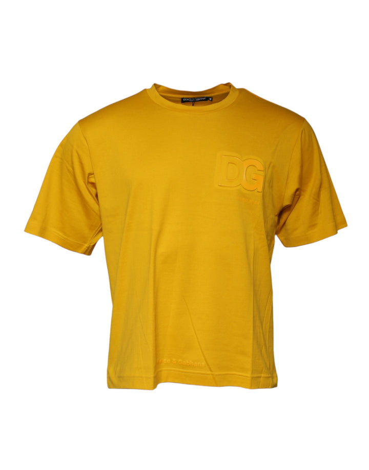 Dolce &amp; Gabbana Dark Yellow Logo Crew Neck Short Sleeves T-shirt