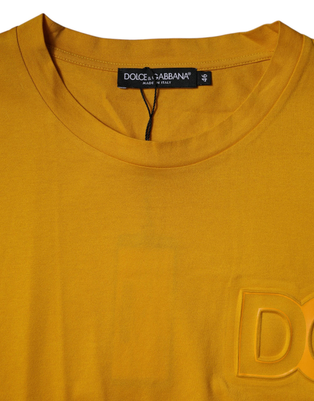 Dolce &amp; Gabbana Dark Yellow Logo Crew Neck Short Sleeves T-shirt