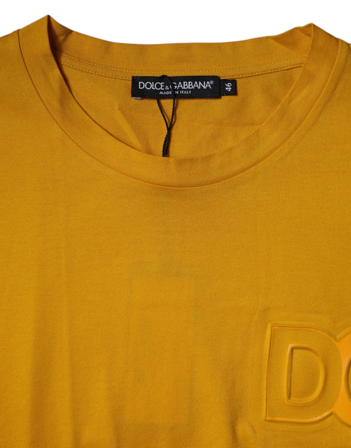 Dolce &amp; Gabbana Dark Yellow Logo Crew Neck Short Sleeves T-shirt