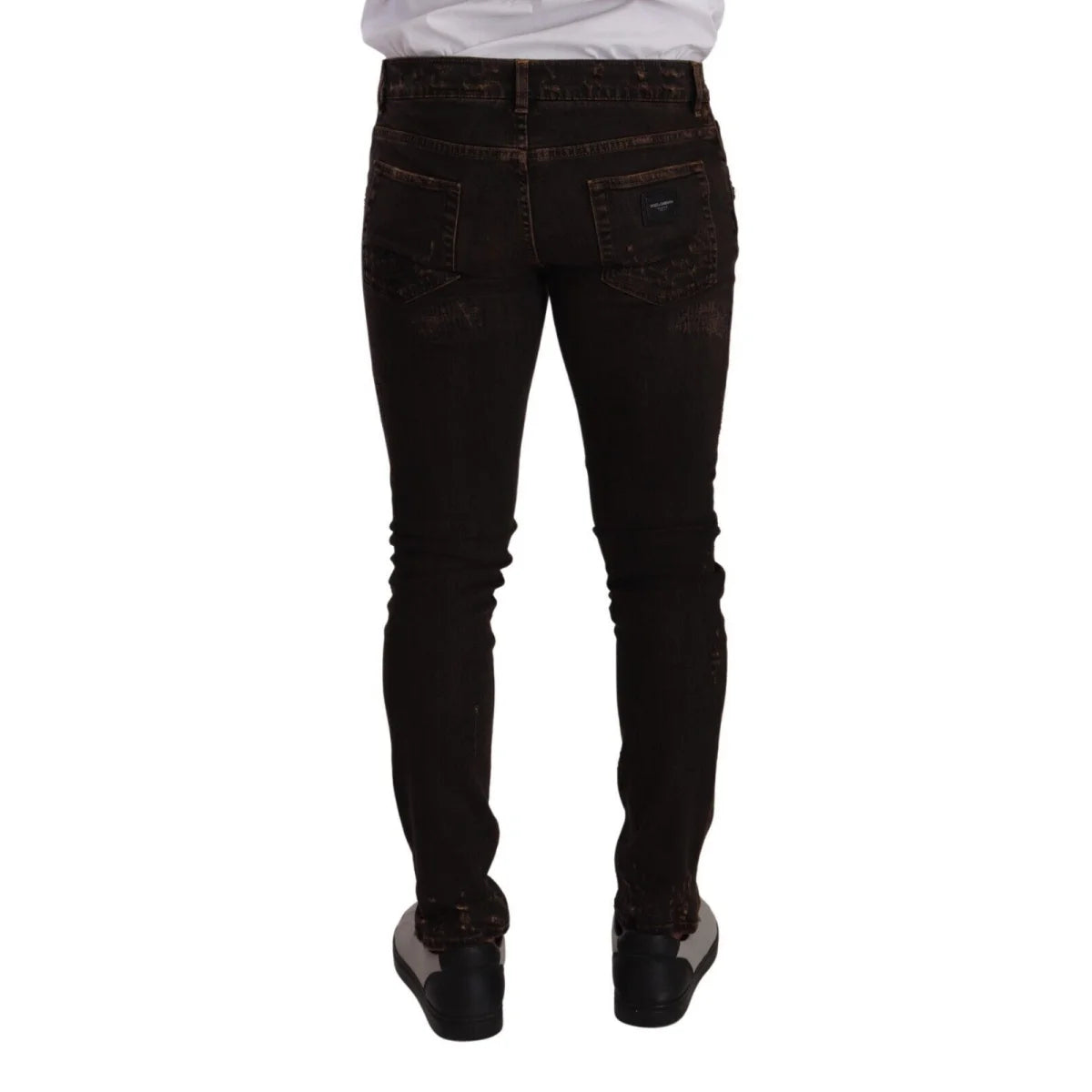 Dolce Gabbana Denim Jeans Dark Brown Skinny Distressed &