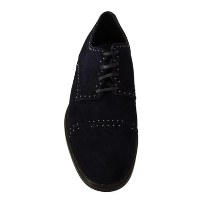Dolce Gabbana Derby Shoes Suede Silver Studs Edgy Glamour &