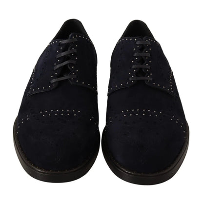Dolce Gabbana Derby Shoes Suede Silver Studs Edgy Glamour &