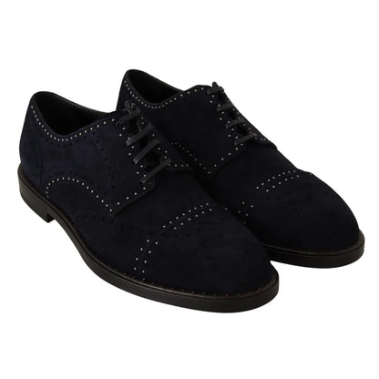 Dolce Gabbana Derby Shoes Suede Silver Studs Edgy Glamour &