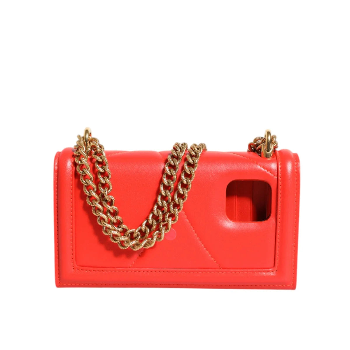 Dolce Gabbana Devotion Scarlet Quilted Crossbody Phone Bag Lamb Leather &