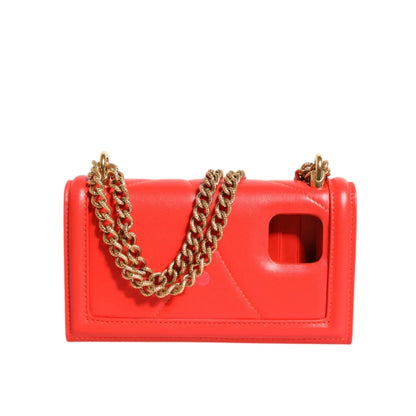 Dolce Gabbana Devotion Scarlet Quilted Crossbody Phone Bag Lamb Leather &
