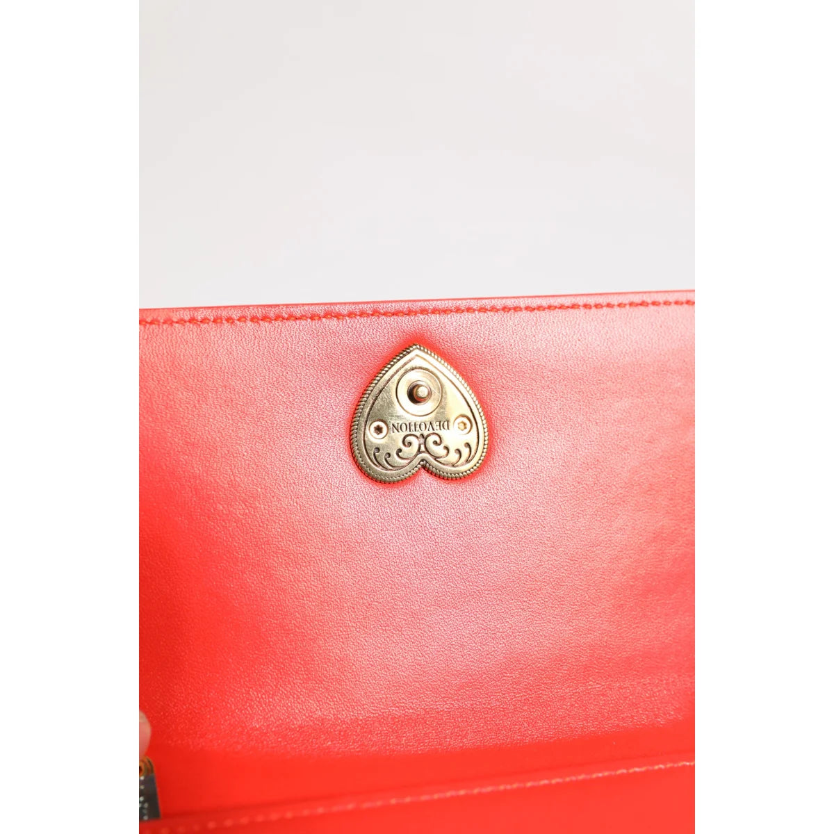 Dolce Gabbana Devotion Scarlet Quilted Crossbody Phone Bag Lamb Leather &